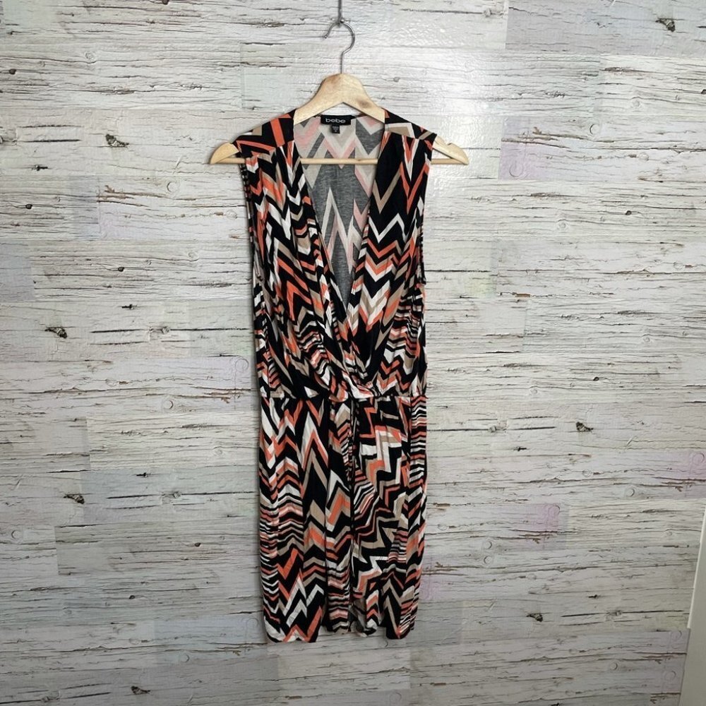 Bebe chevron  mini dress cream pink medium